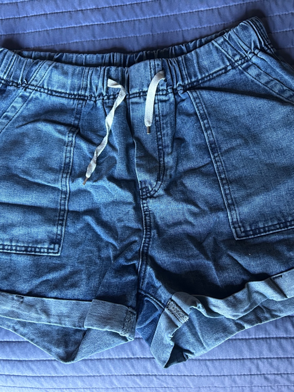SHEIN Blue Denim Drawstring Jean Shorts